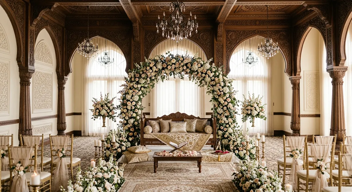 Nikah ceremony setting prepared for a small family wedding